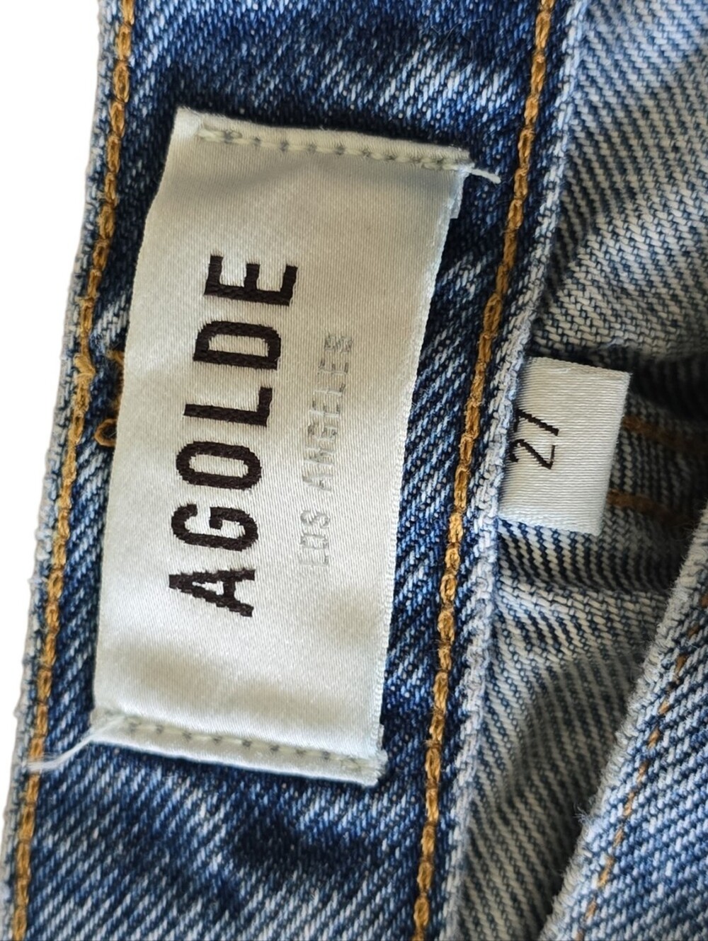 AGOLDE High-Rise Cropped Fly Button Distress Straight Leg Denim Jeans Size 27 - Picture 9 of 10